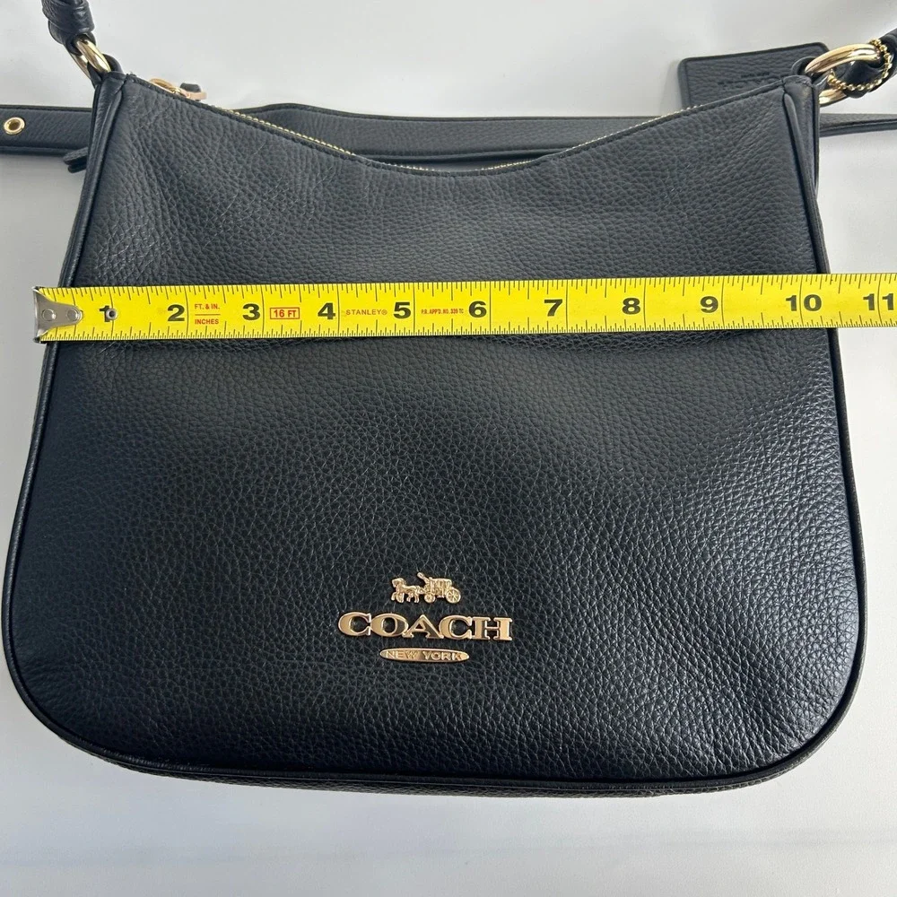 Coach Ellie File Bag Black Pebbled Leather Crossbody CU960 Excellent
